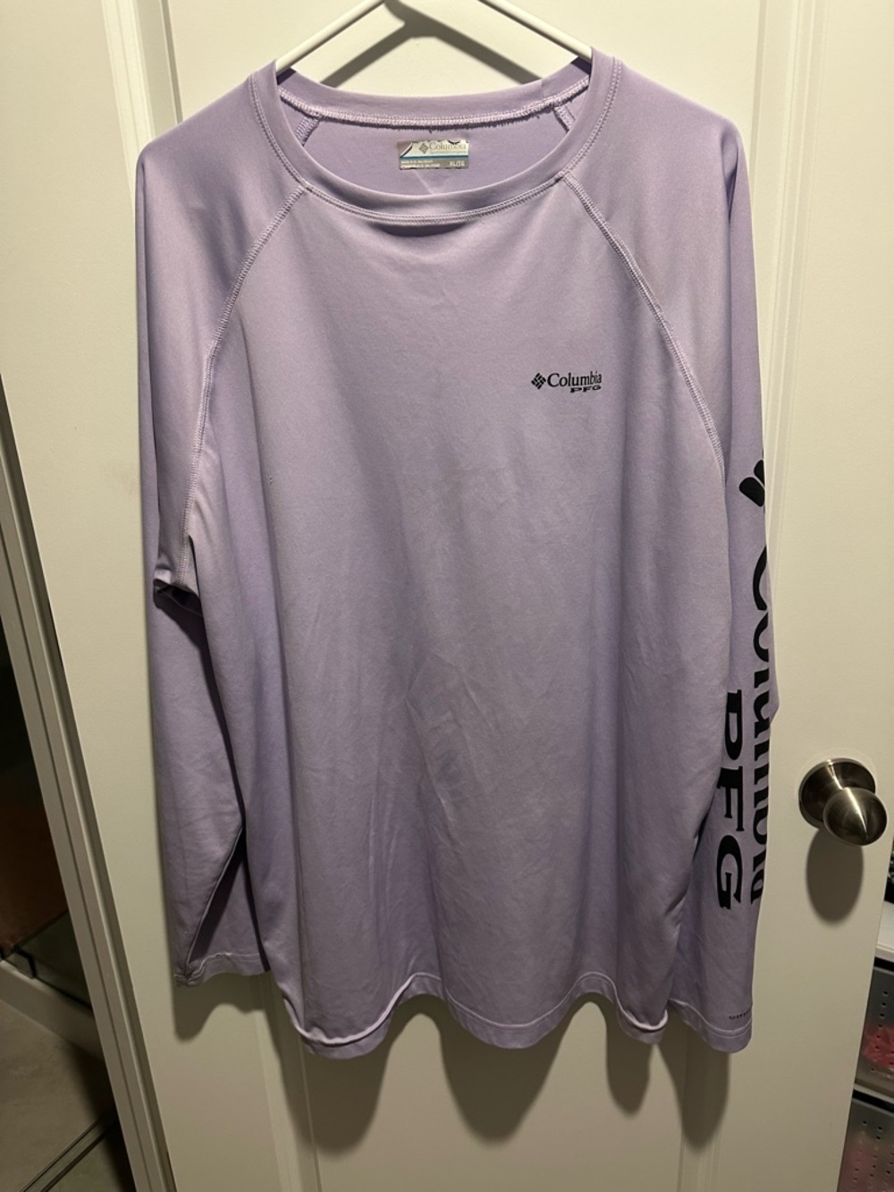 Columbia lilac long sleeve PFG performance tee